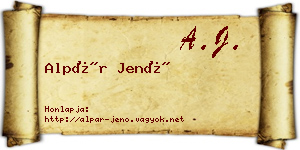 Alpár Jenő névjegykártya