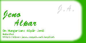 jeno alpar business card